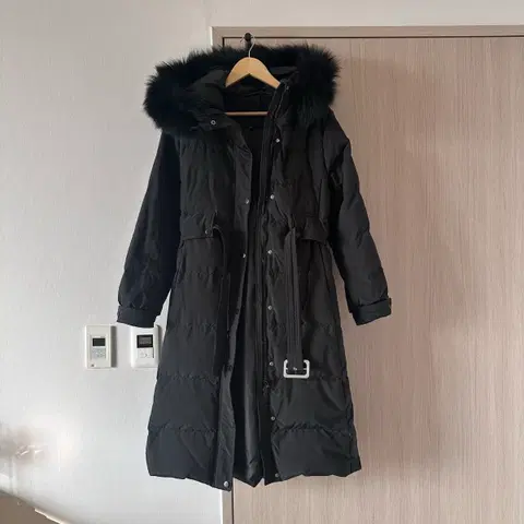 오리털 벨트 롱패딩 블랙