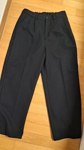 국산 검정색 허리밴딩 와이드 모직 겨울 팬츠