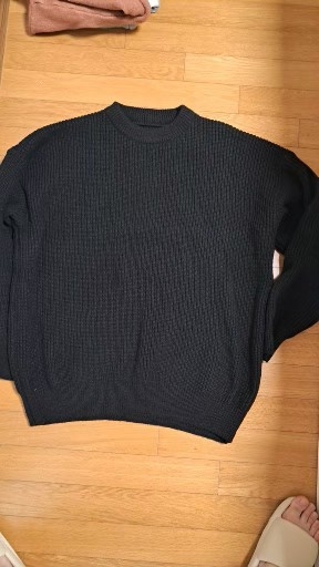 남성 블랙 골지 니트 스웨터 120