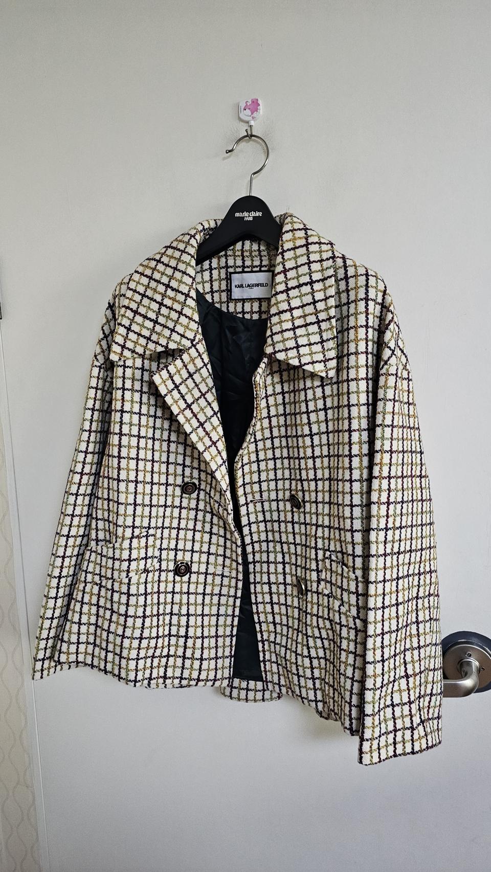 칼라거펠트 트위드 체크 자켓 @1226