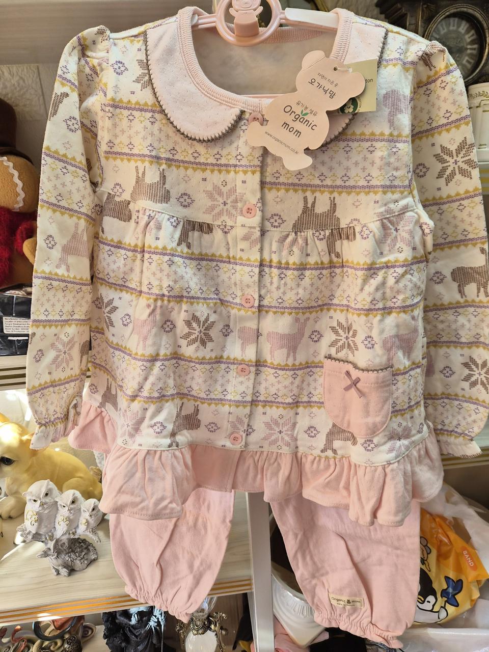 새상품 오가닉맘 여아 상하 잠옷 면100% 60호 110사이즈