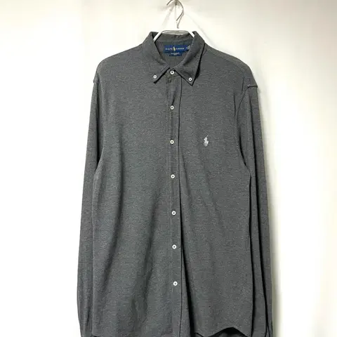 폴로 랄프로렌 남성 초경량 메쉬 카라 긴팔 셔츠 _ 차콜 M