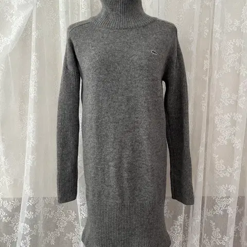 34) 라코스테 터틀넥 니트 원피스 그레이