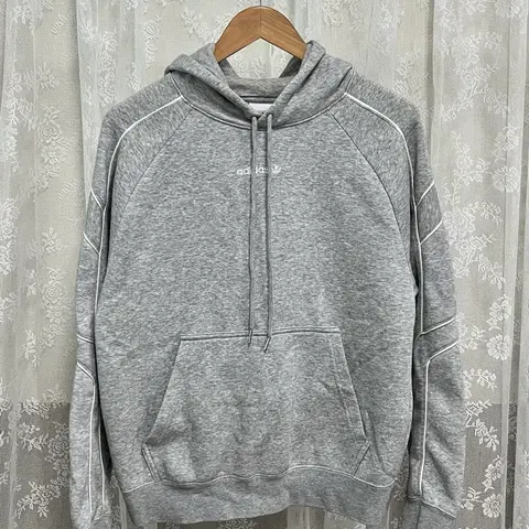 M) 아디다스 기모 후드 티셔츠 그레이