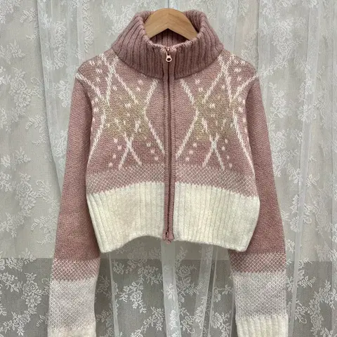 F) 오디너리홀리데이 코위찬 집업 가디건 핑크