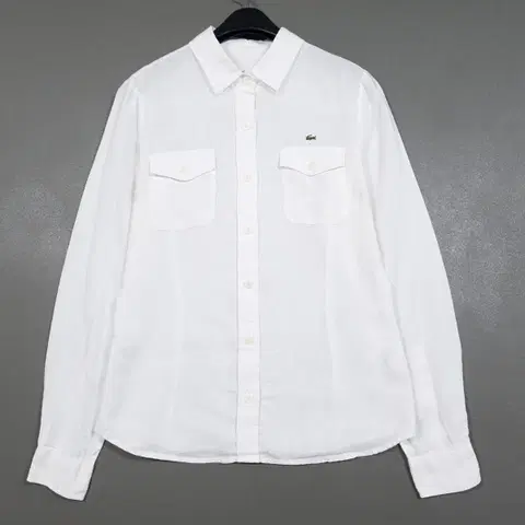 여성 55) 라코스테 크록 웨스턴 투포켓 린넨 셔츠 남방 화이트 (85)