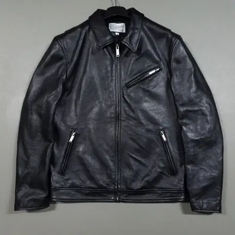 M (95) 에이징씨씨씨 카우하이드 블랙 리얼 소가죽 레더 싱글 자켓