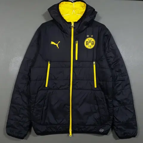 실측 M) 퓨마 도르트문트 리버서블 투웨이 경량 패딩 점퍼 자켓 블록코어