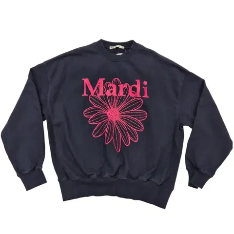 마르디 메크르디 플라워 맨투맨 네이비