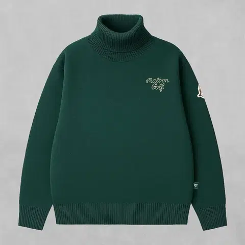 말본 자수 로고 버킷 패치 메리노 울 터틀넥 니트