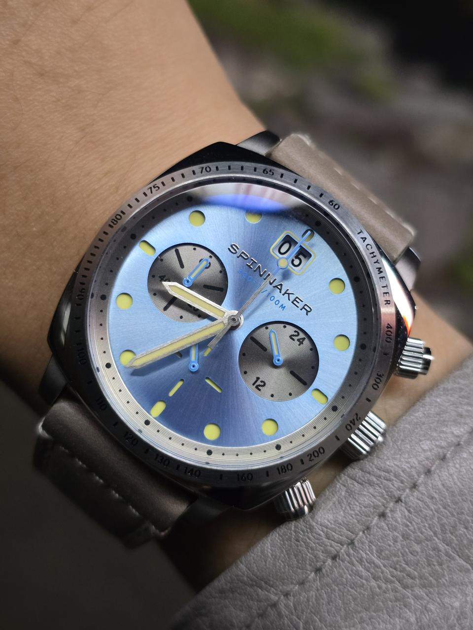 스피나커 선체 힐 크로노 스카이 블루 메가 쿼츠시계