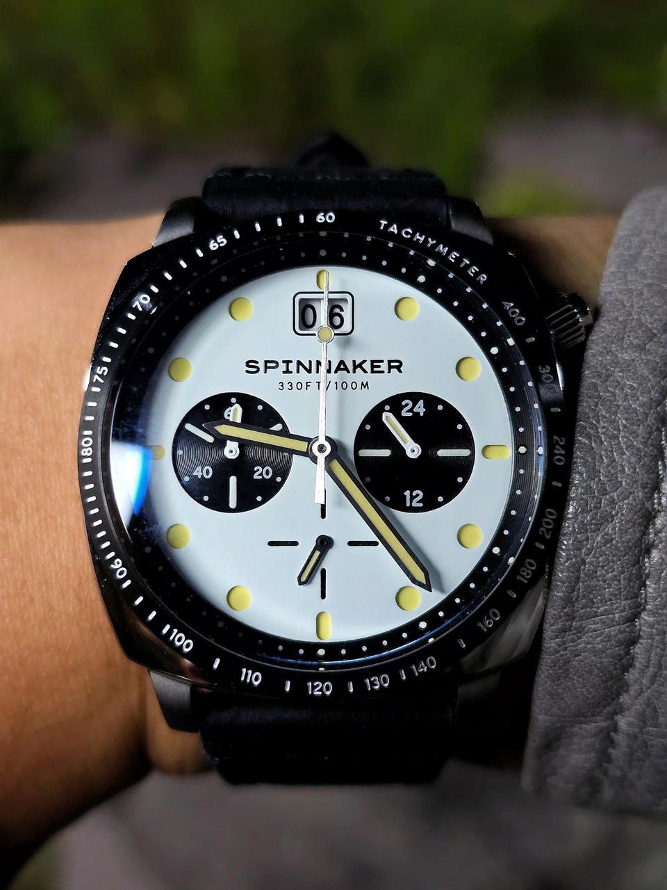 스피나커 선체 힐 크로노그래프 판다 화이트 쿼츠시계