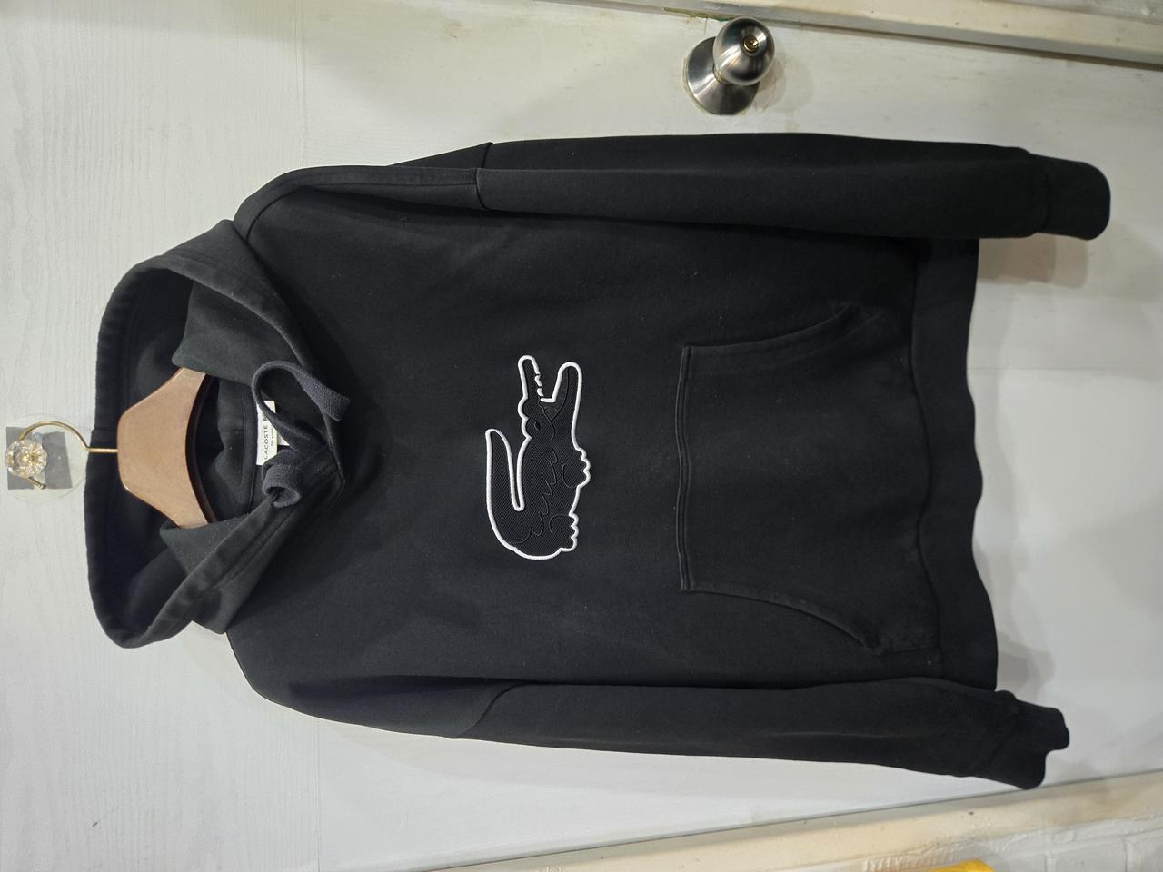 사이즈FR 3, US S) LACOSTE 라코스테 올블랙 후드티셔츠!