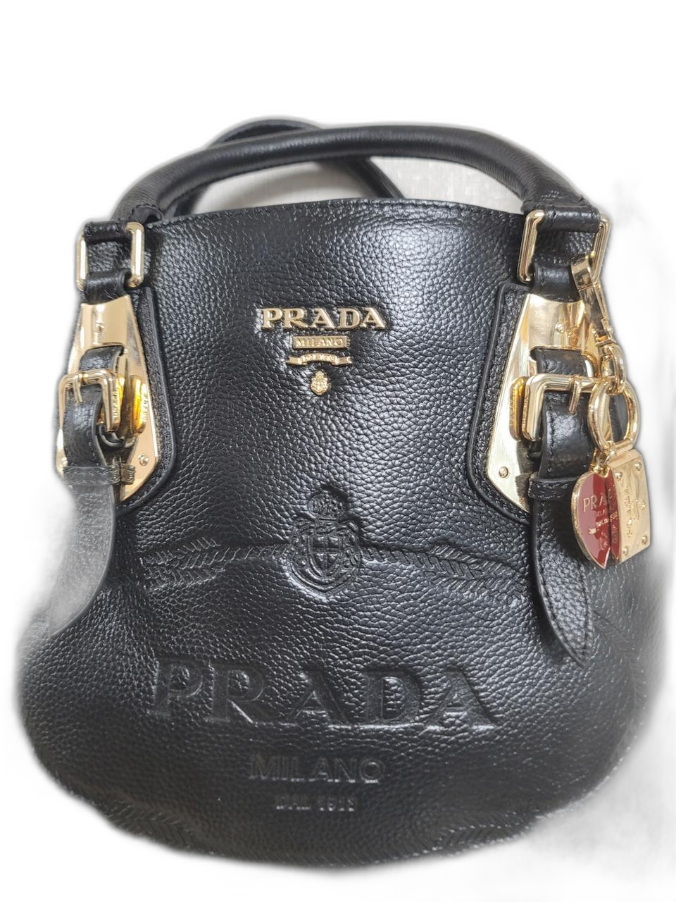 프라다. PRADA 블랙가죽 토드앤숄더 가방