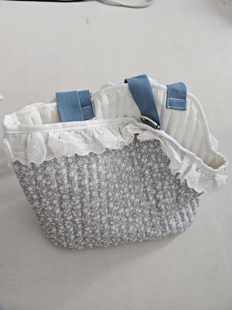 플로어 패턴 퀼팅 레이스 반려동물 가방