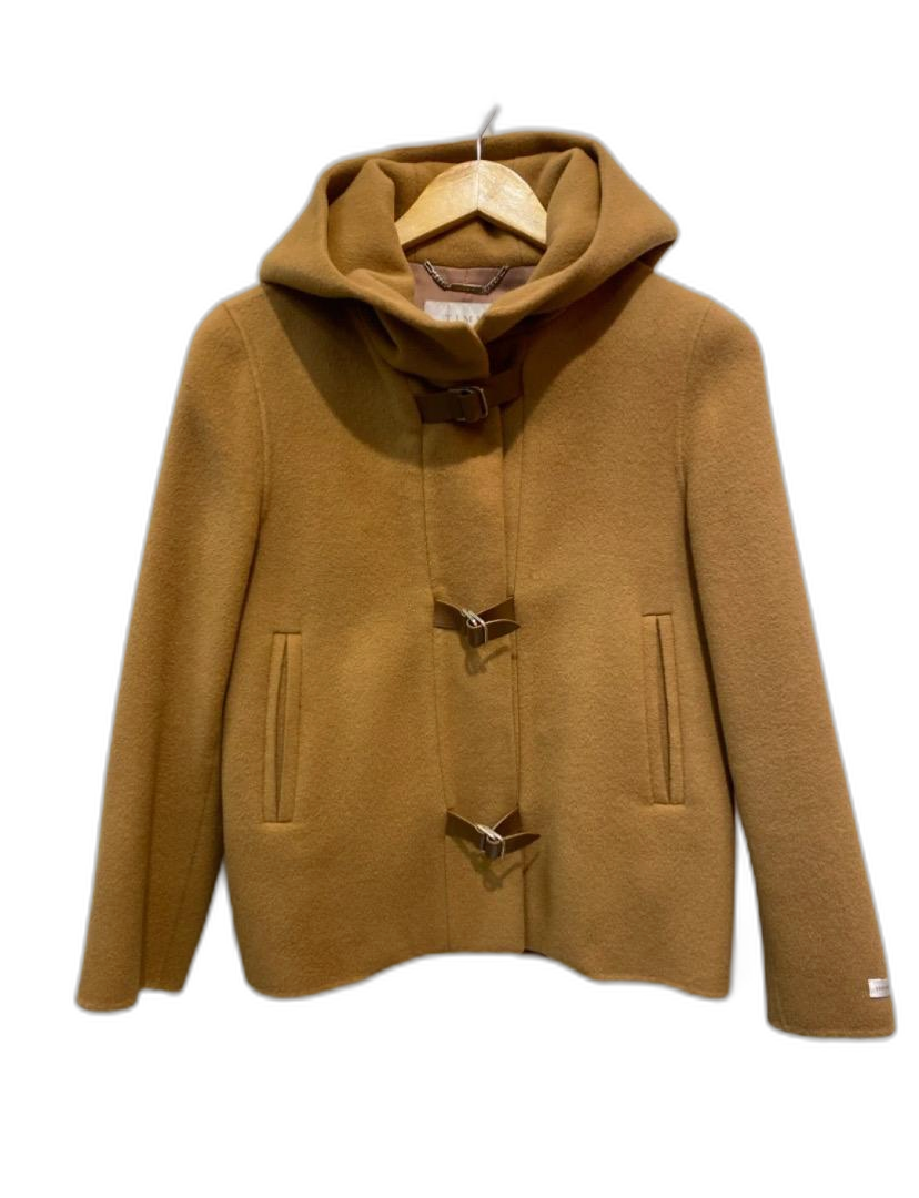 TIME 타임 후드 숏 자켓 카멜색