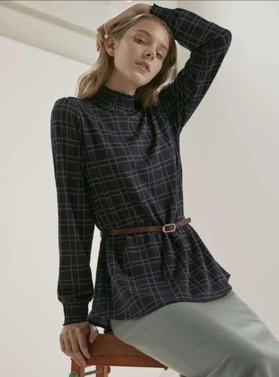 [새상품] 체크 긴팔 티셔츠