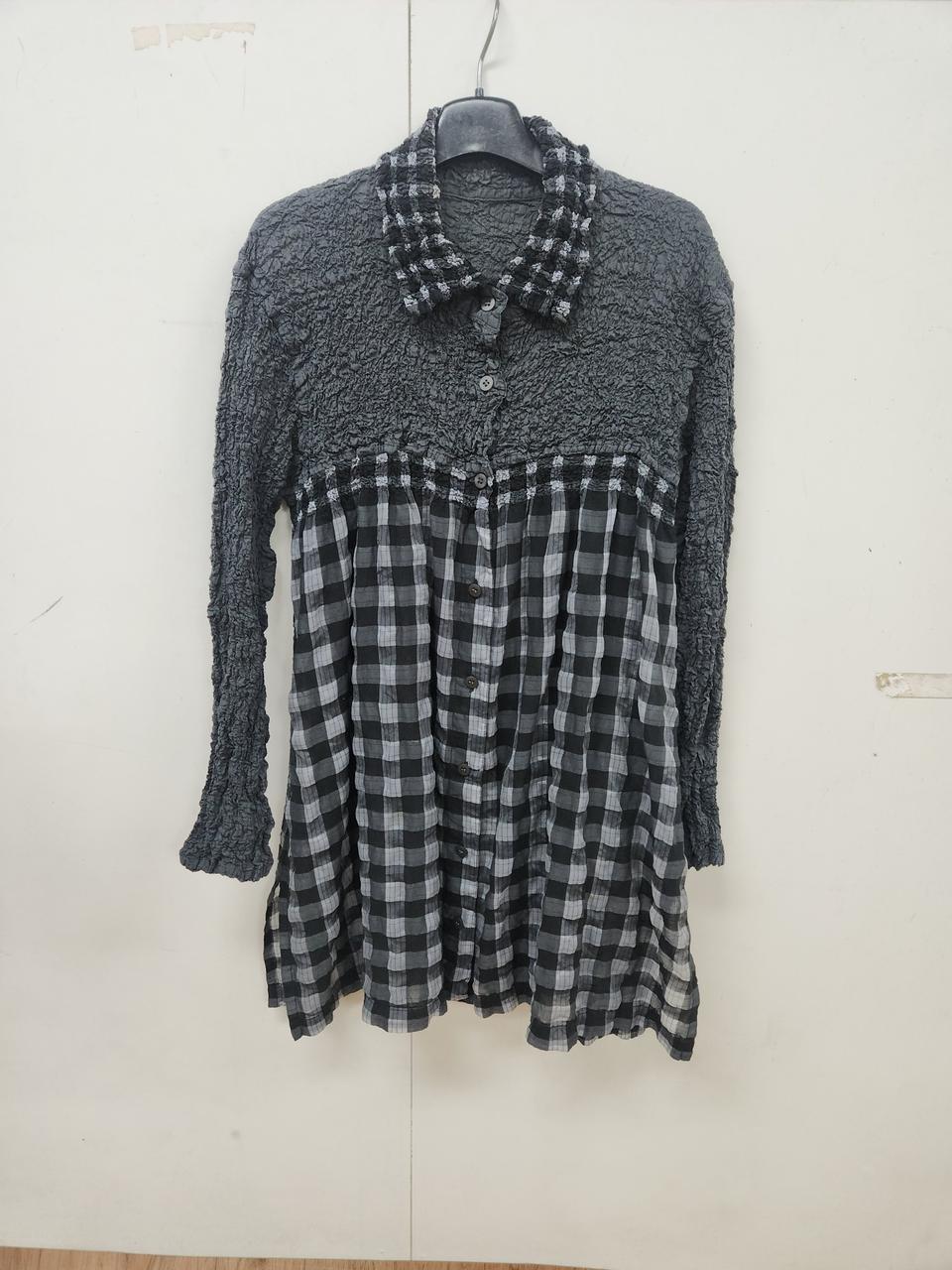 (매장판정품) 이세이미야케me 플리츠 깅업 체크롱셔츠 (F)