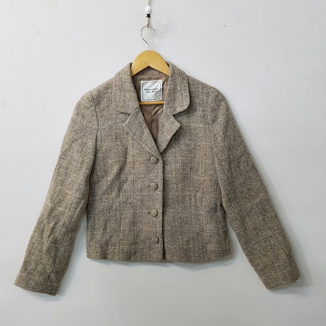 Mademoiselle NON NON 해리스 트위드 헤링본 자켓