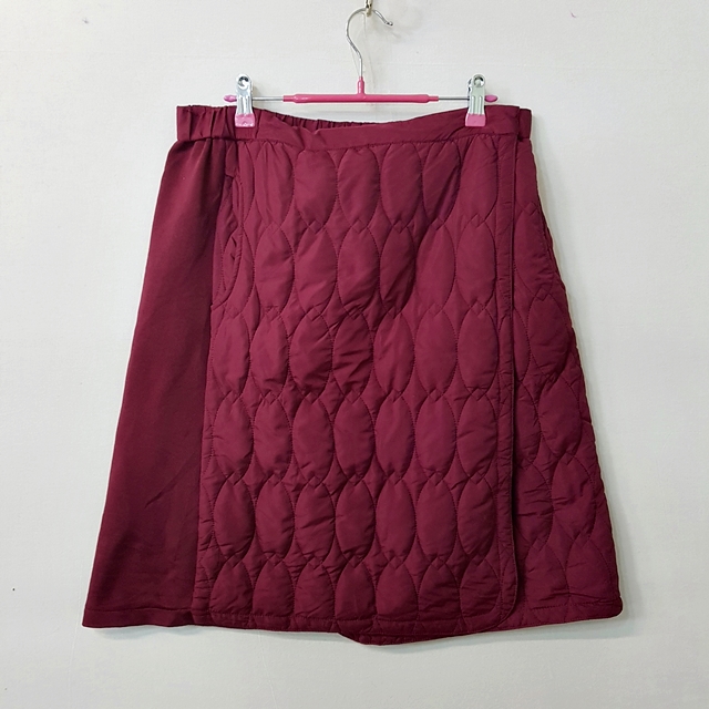 패딩 보온 랩 스커트 와인