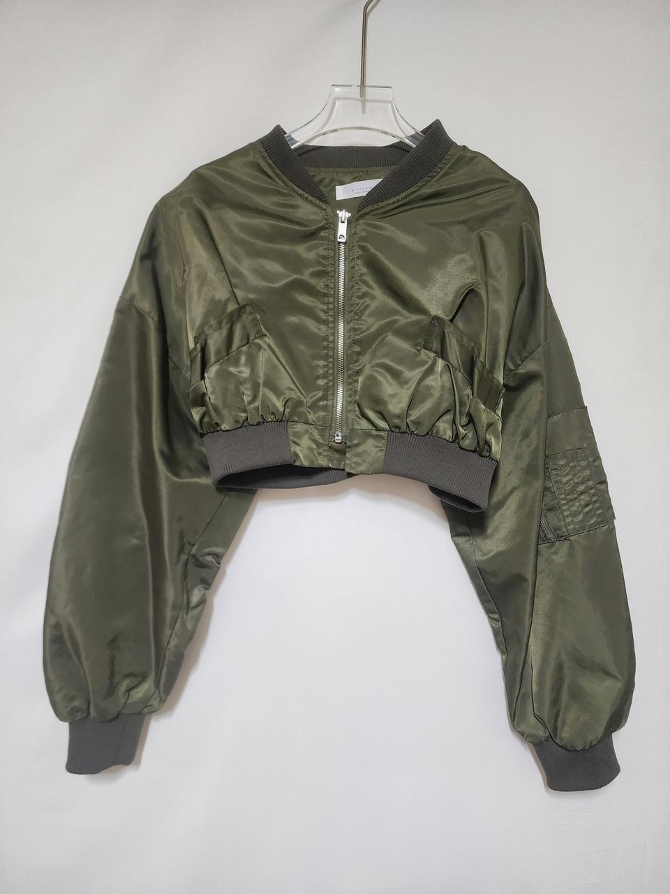 카키 크롭 항공점퍼