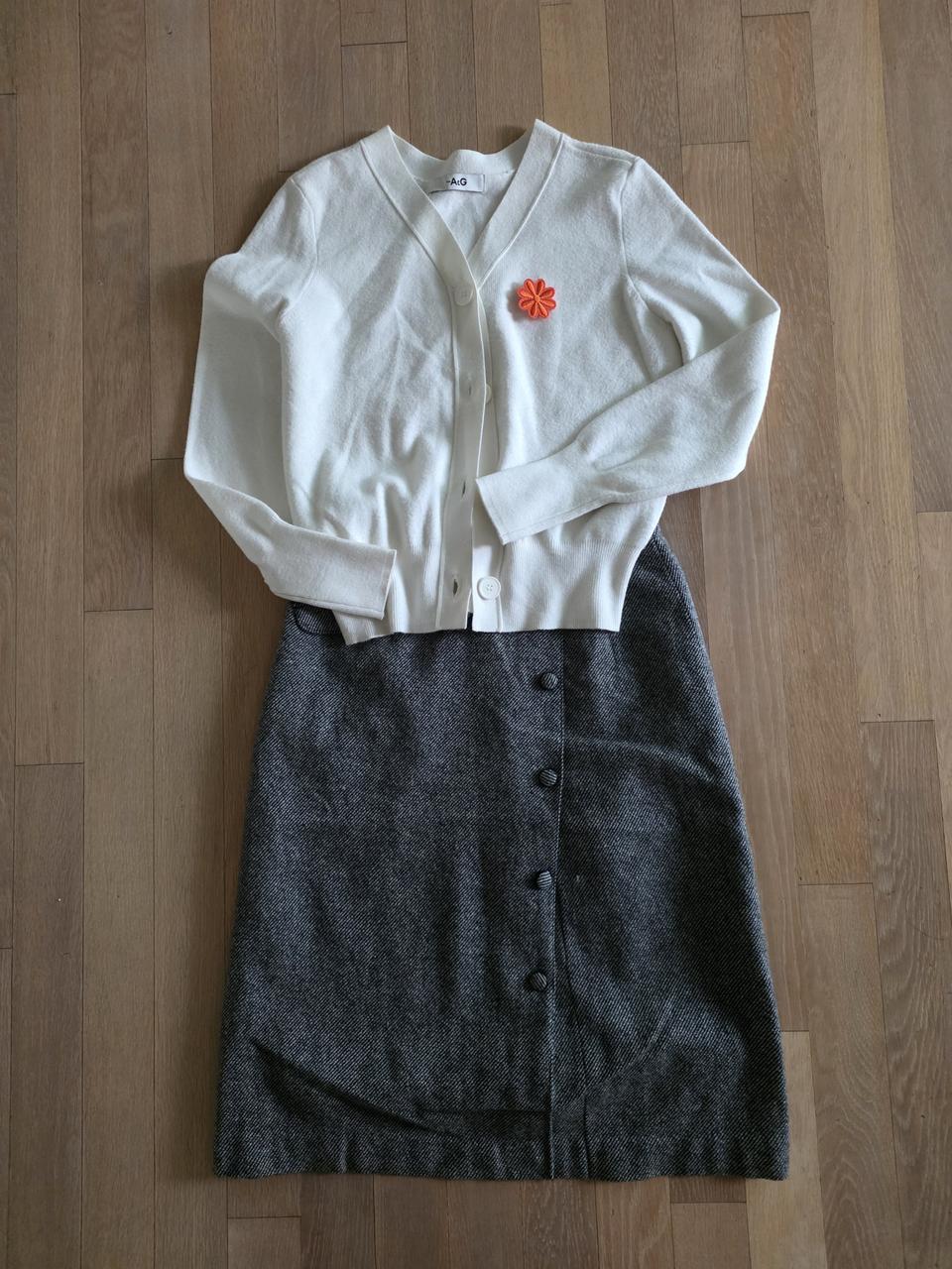 더엣지 THE AtG 가디건 66 화이트 가디건  꽃 브롯지