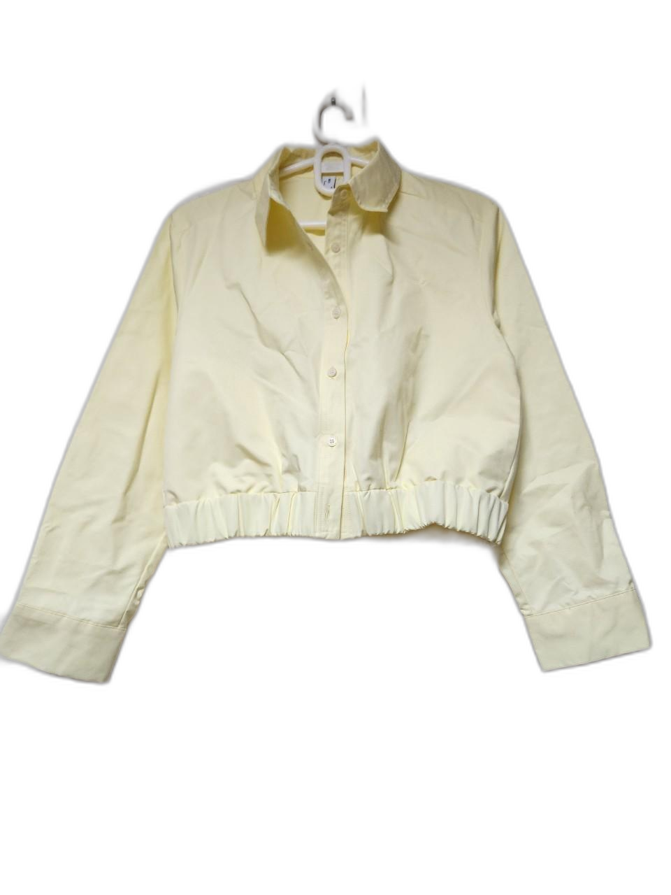 옐로우 허리밴딩 크롭아우터