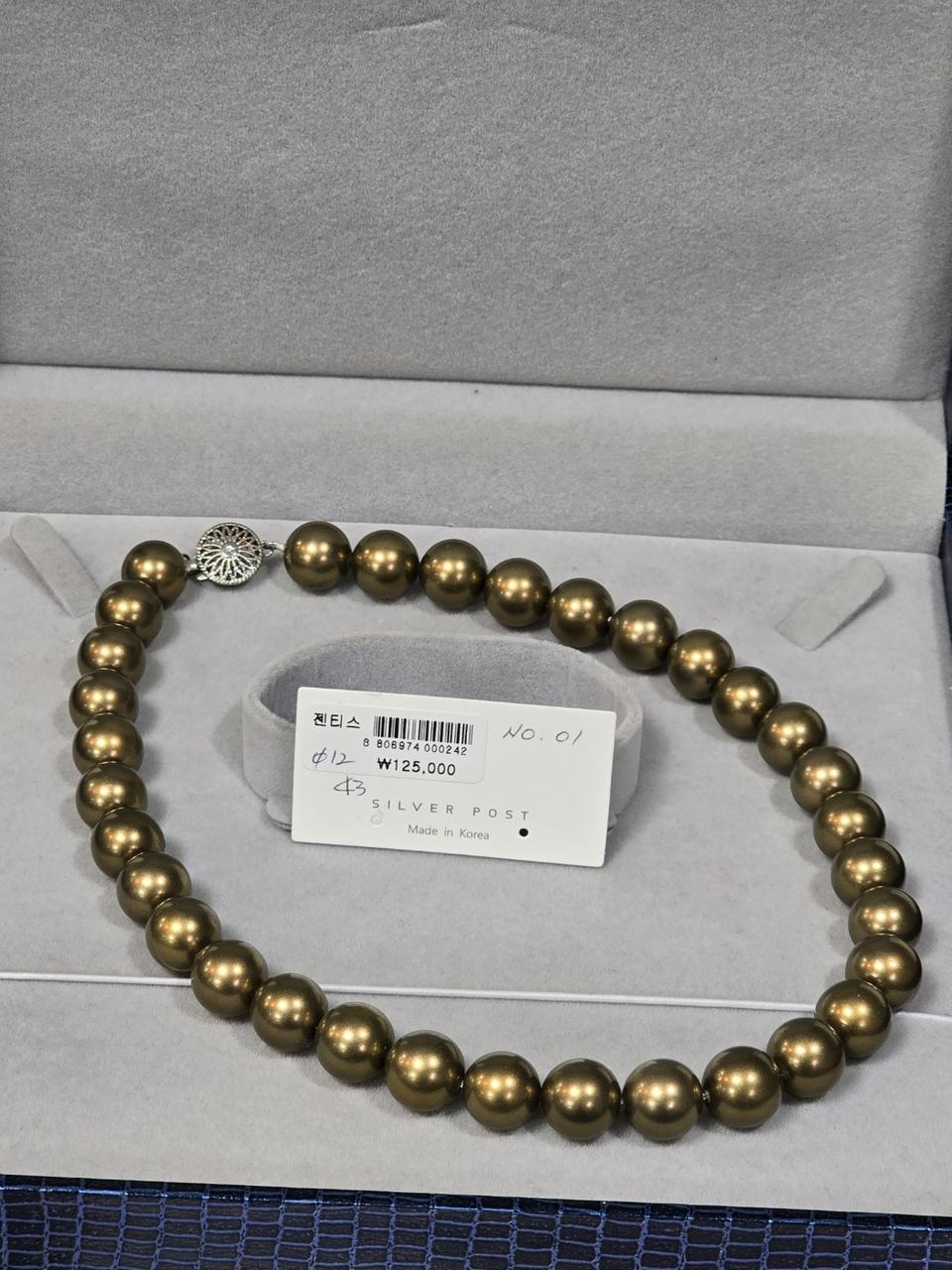 파스텔톤 골드 핵진주 목걸이 12미리