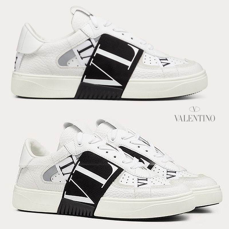 발렌티노 송아지 가죽 & 패브릭 밴드 스니커즈