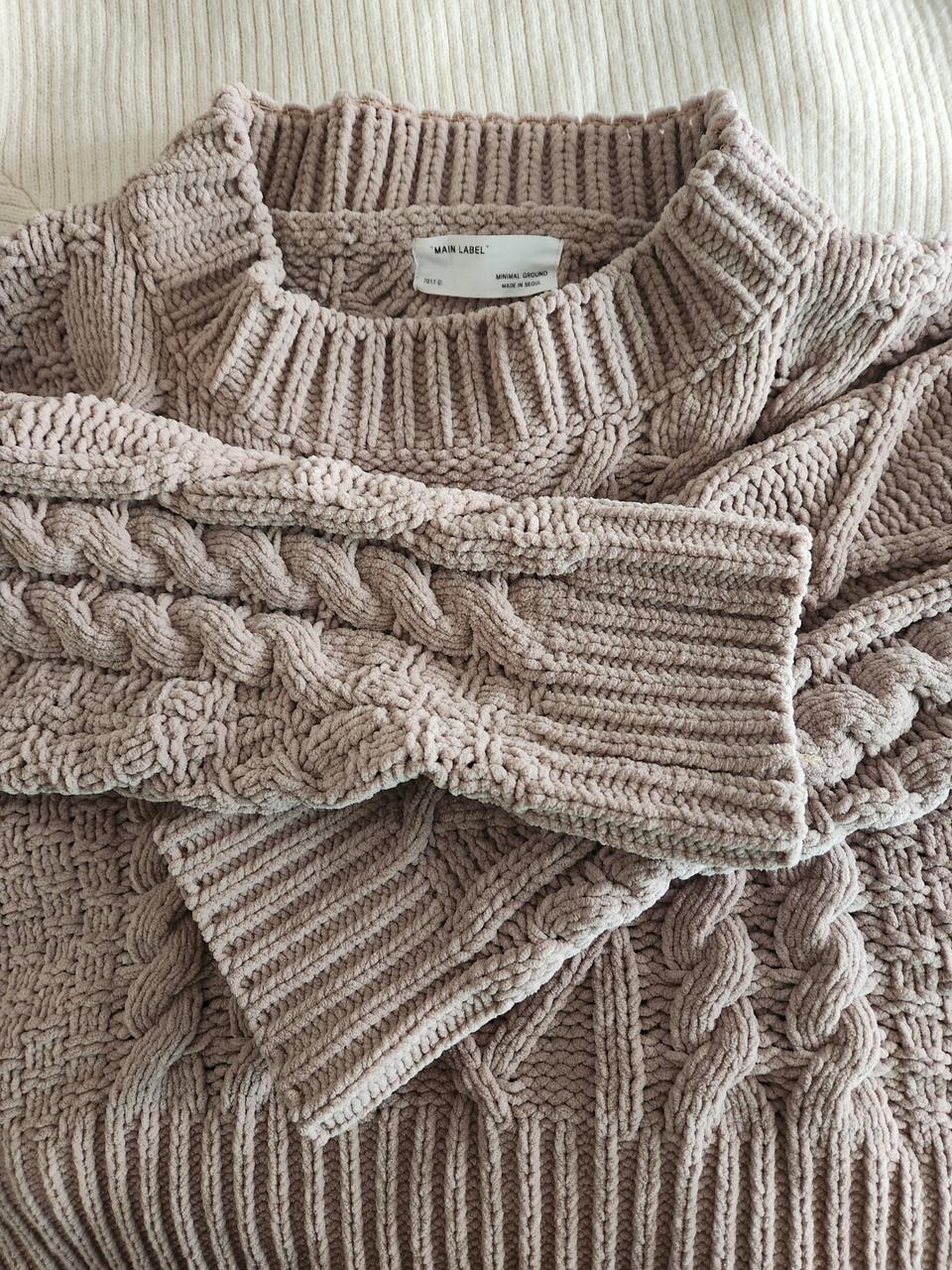 MAlNLABEL빈티지도톰보송박스스타일카프치노색상니트티