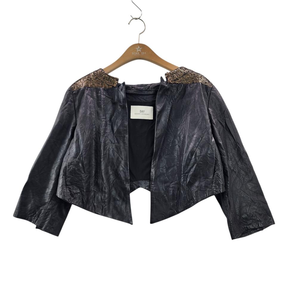 [40] DAY birger et Mikkelsen 램스킨 숏 레더 자켓