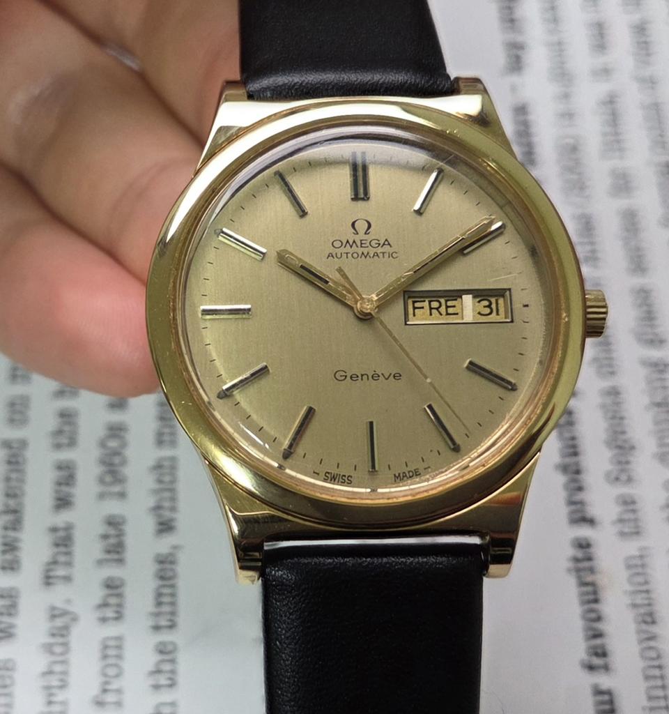 빈티지 오메가 제네브 올금장 오리지널 샴골판 데이데이트 오토매틱