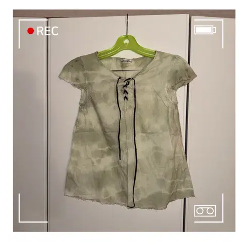 빈티지 타이다이 리본끈 반팔탑