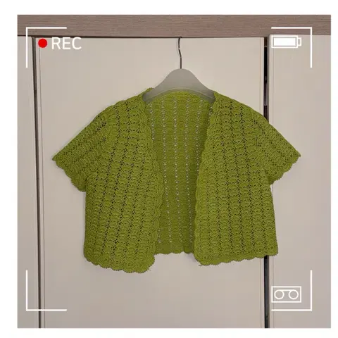 키치 크로셰 크롭 반팔 가디건