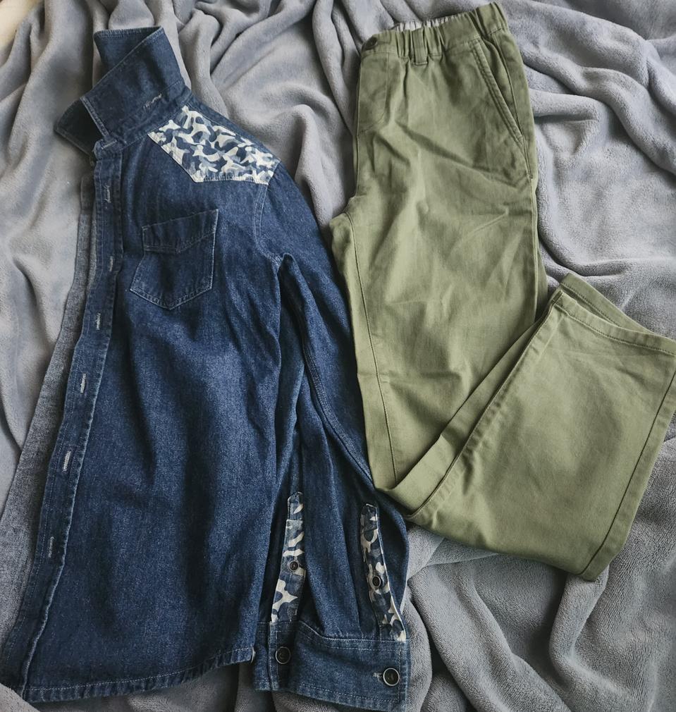 150탑탠야상밴딩바지+S95밀리터리디자인일반청남방자켓=코디세트2벌몽땅