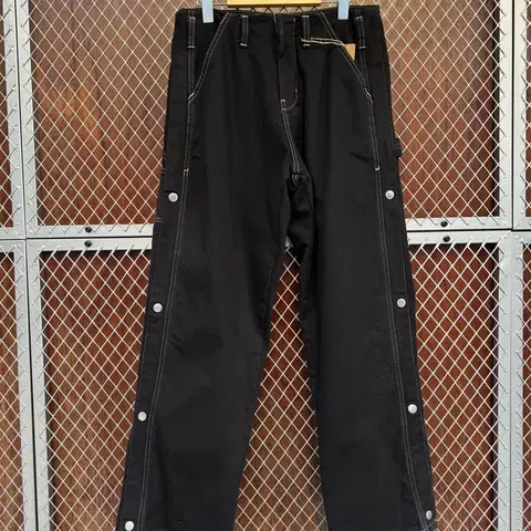 zara 자라 스냅버튼 카펜터 와이드 블랙 스티치 데님 팬츠 30