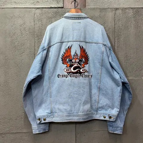 [2XL] 00s 오렌지 카운티 초퍼스 자수 데님 자켓