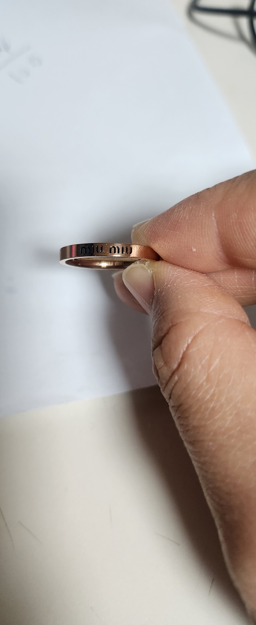 미우미우 반지 로즈 골드 써지컬 새제품 외국 사이즈 7