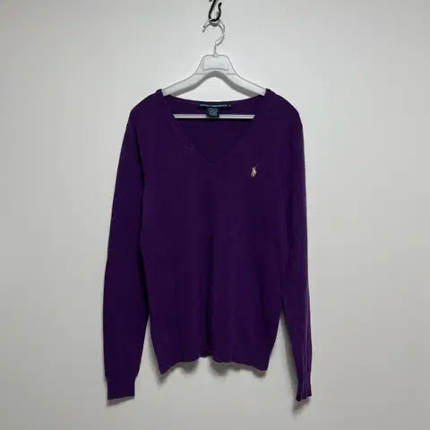 Polo 폴로 캐시미어 혼방 퍼플 브이넥 니트 xl