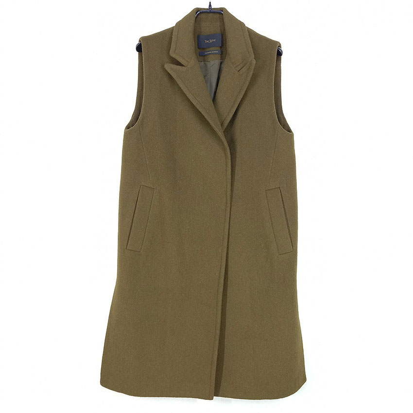 더아이잗 여 캐시미어혼방 민소매자켓 카키브라운85 (HU27333)