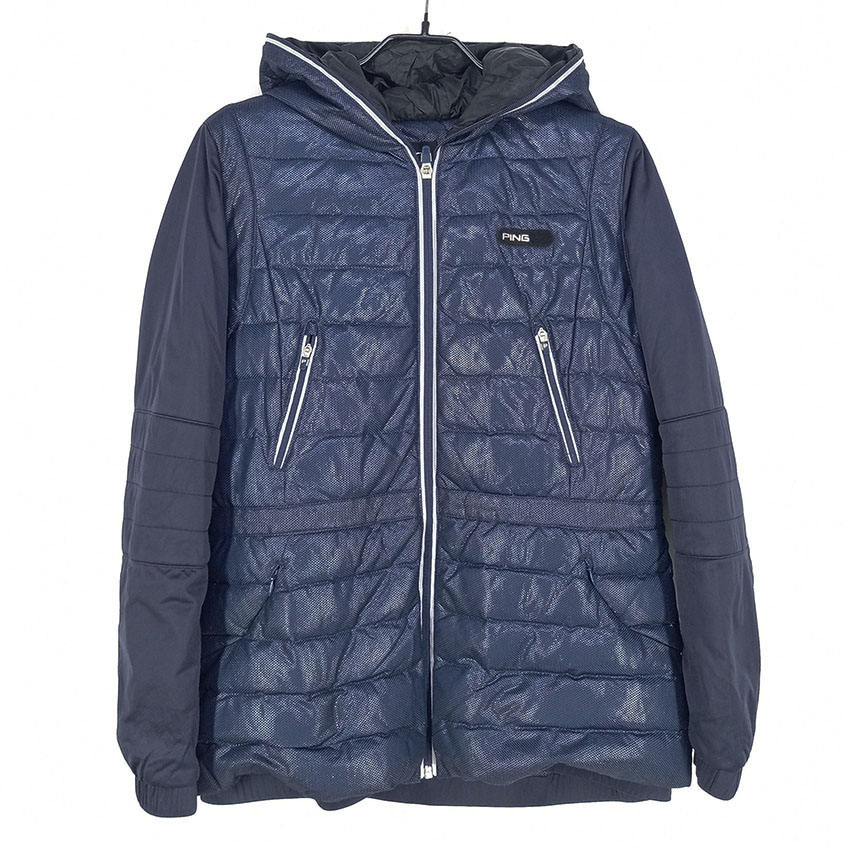 핑 여성 후드집업 구스다운 패딩 네이비 (HU27367)