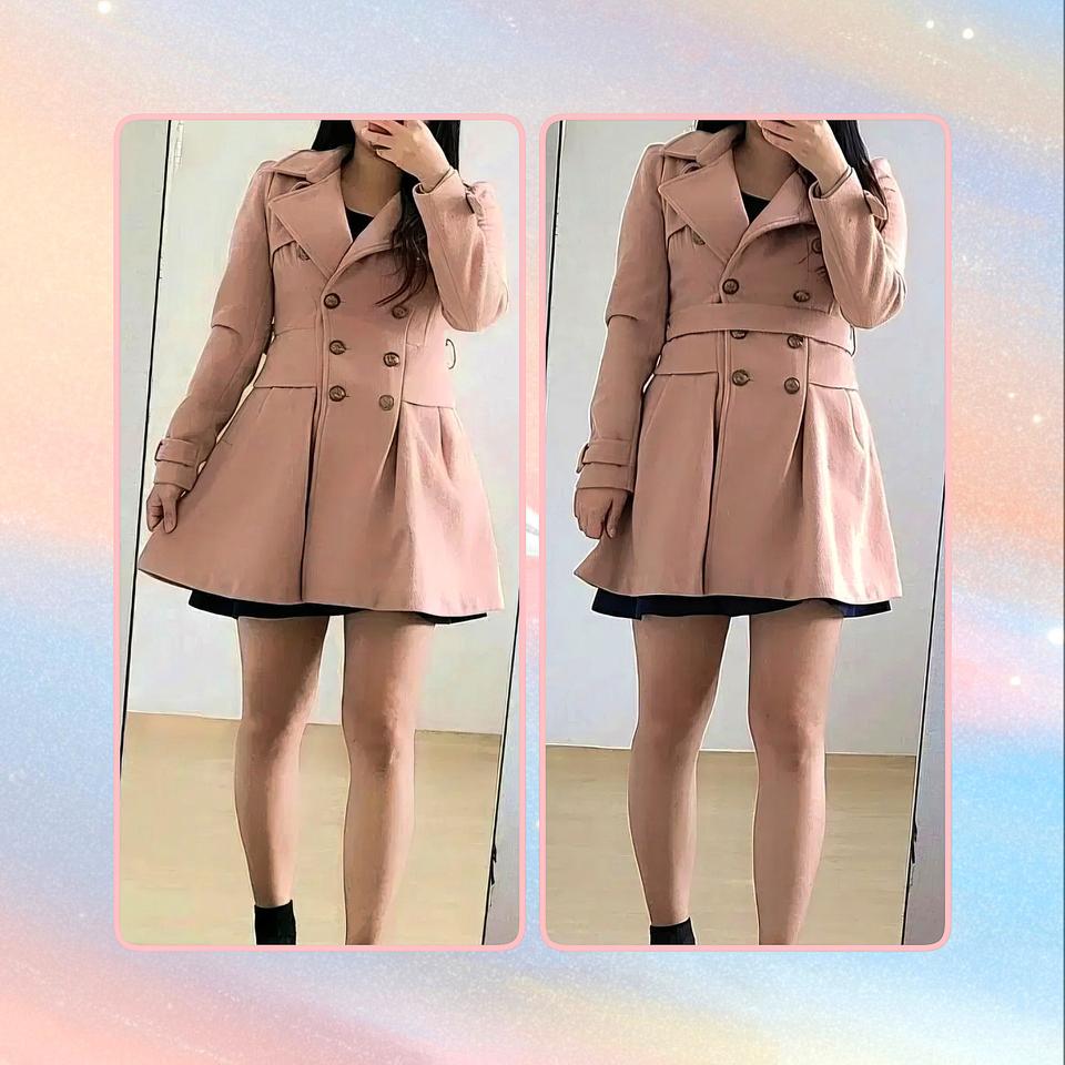 인디핑크 허리끈묶음 플레어핏 코트