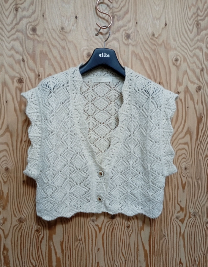 아이보리 크롭 브이넥 니트 조끼