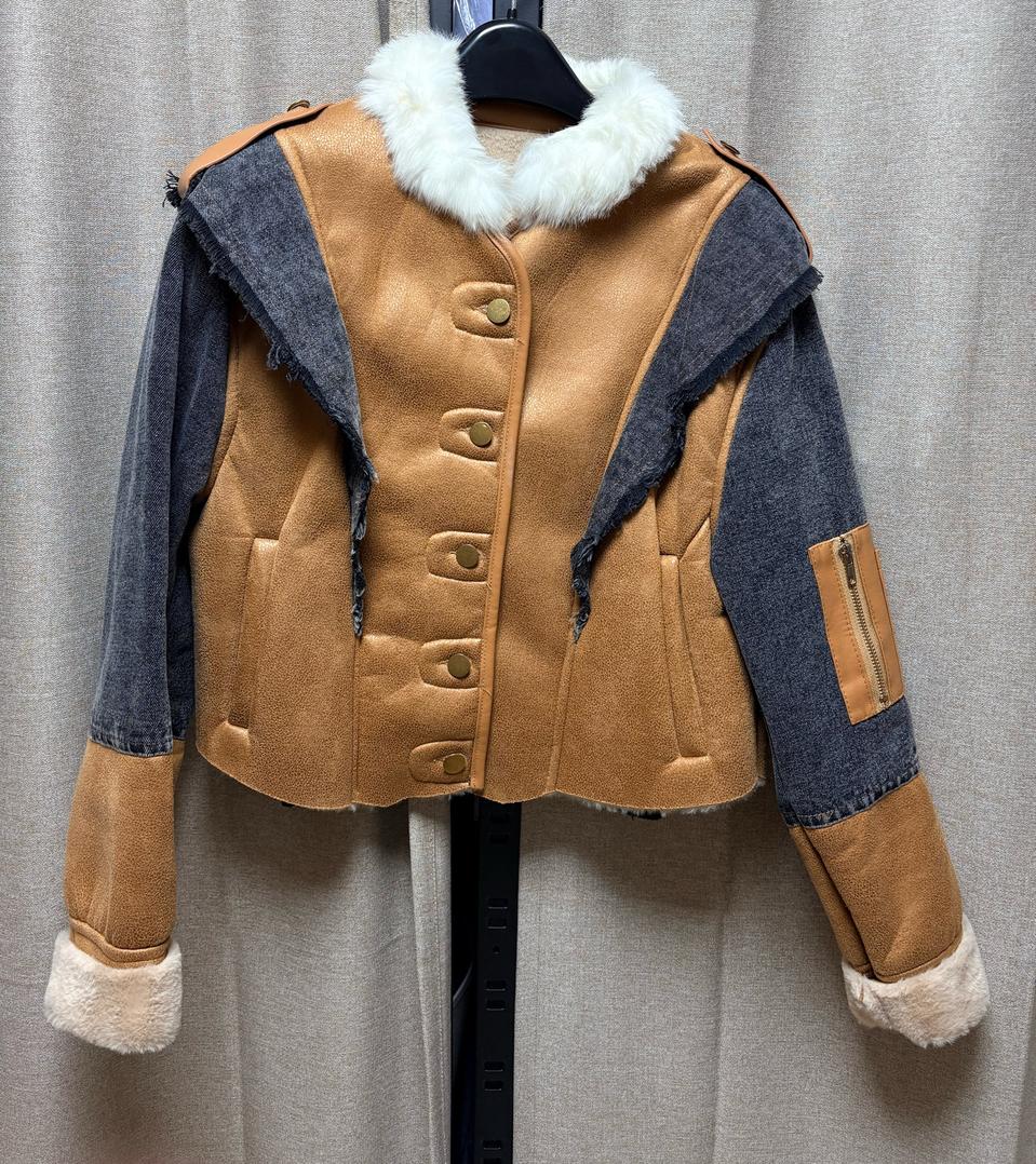 여성 브라운 무스탕 숏자켓