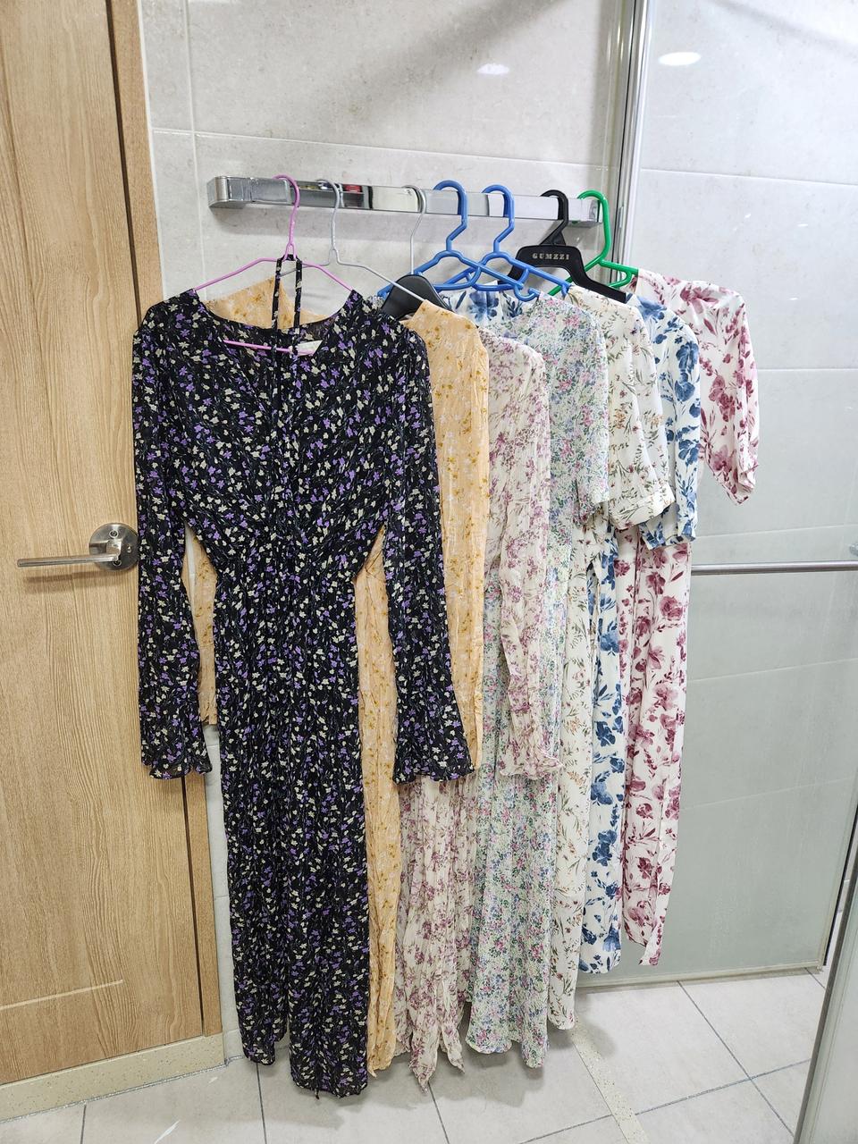 (7개 세트)꽃무늬 플라워 롱원피스 긴원피스 하객룩 출근룩