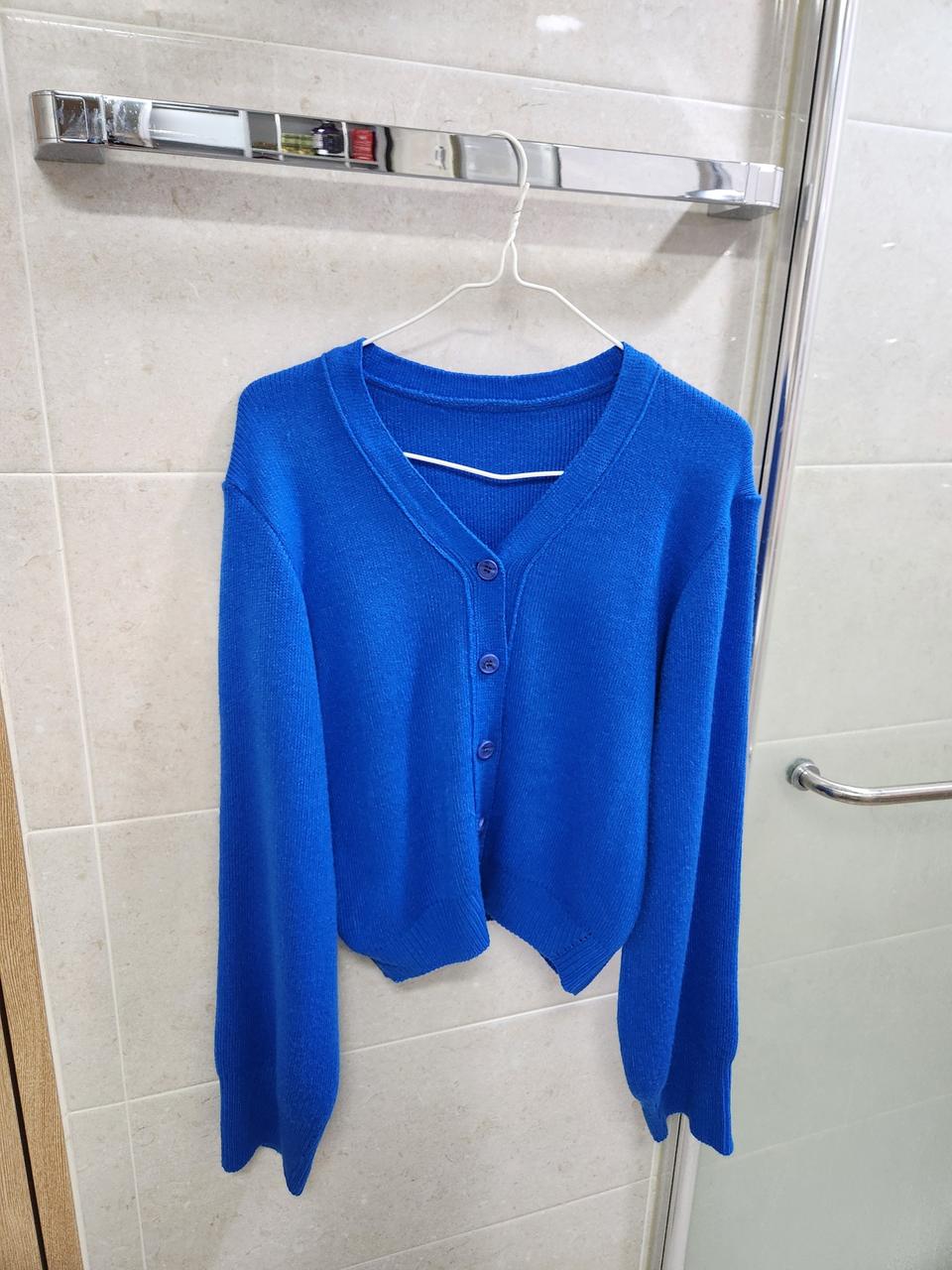 코발트블루 여자 루즈핏 가디건