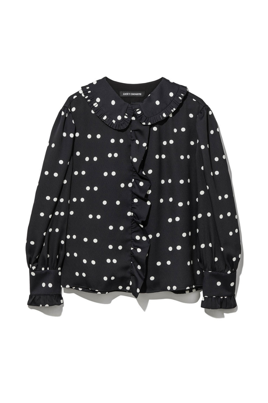 럭키슈에뜨 도트 프릴 블라우스