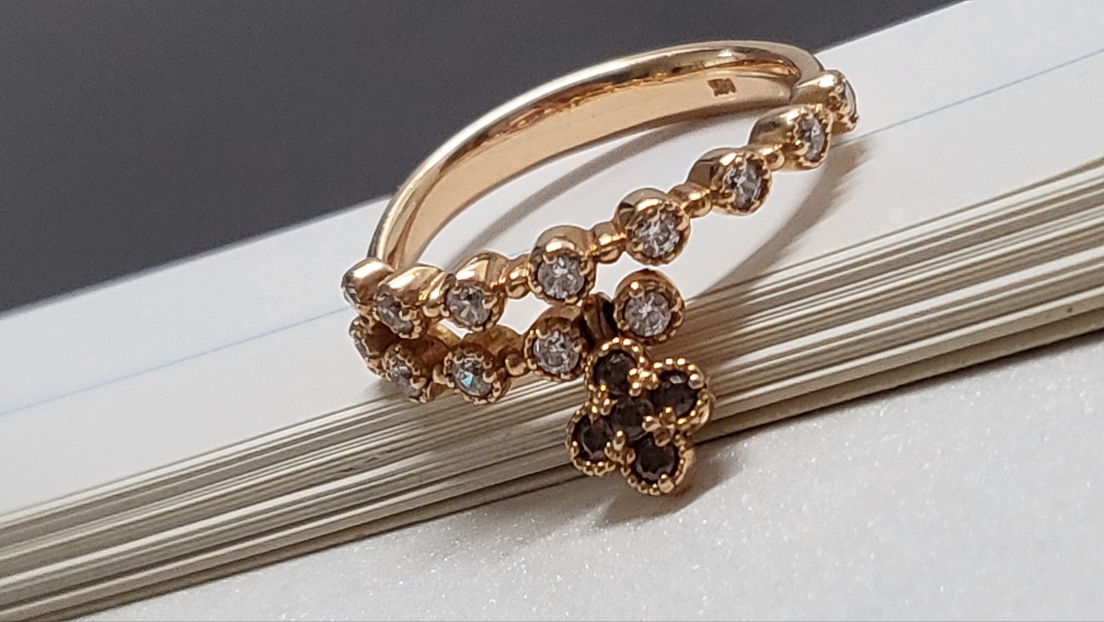 14k 두줄콤비반지 12호 로즈골드