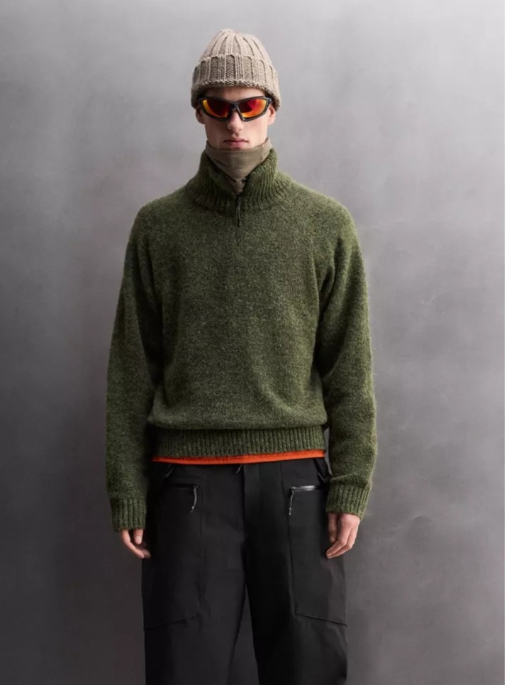 남성/자라 애슬레틱 하이넥 지퍼 스웨터 XL