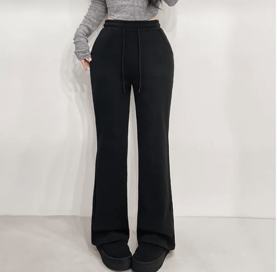 블랙 트레이닝 부츠컷 팬츠